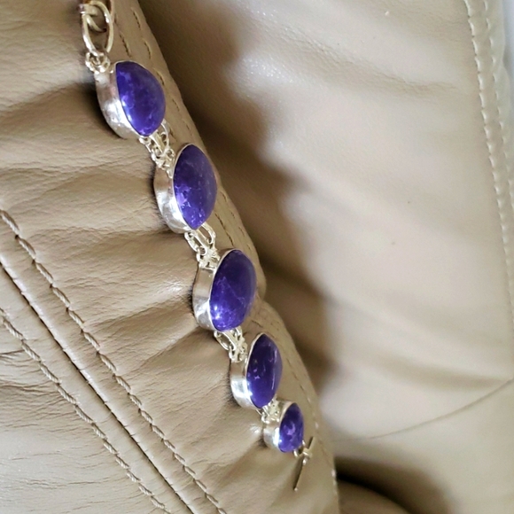 Bracelet,  purple gemstone & 925 silver. Handmade. - Picture 2 of 4